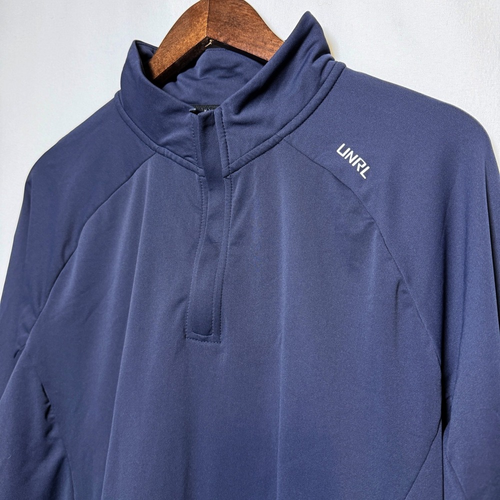 UNRL Mens Crossover Quarter Zip Pullover Navy Blue Athletic Fit XL